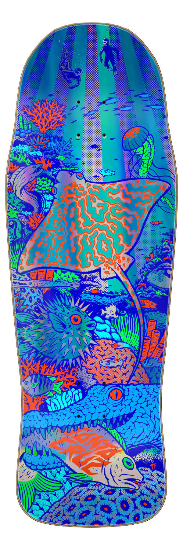 10.34in Winkowski Aquatic Prismatic Santa Cruz Shaped Skateboard Deck