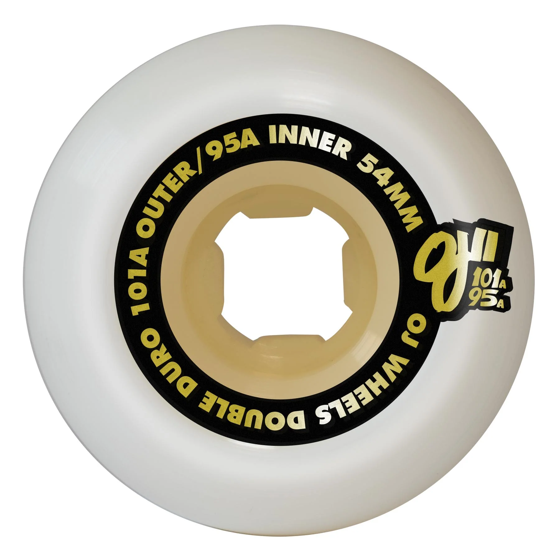 54mm Double Duro White Gum Chubbies 101a/95a OJ Skateboard Wheels - Image 2