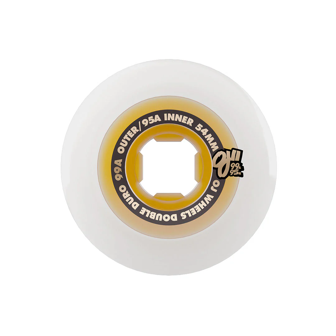 54mm Double Duro White Gum Chubbies 99a/95a OJ Skateboard Wheels - Image 3