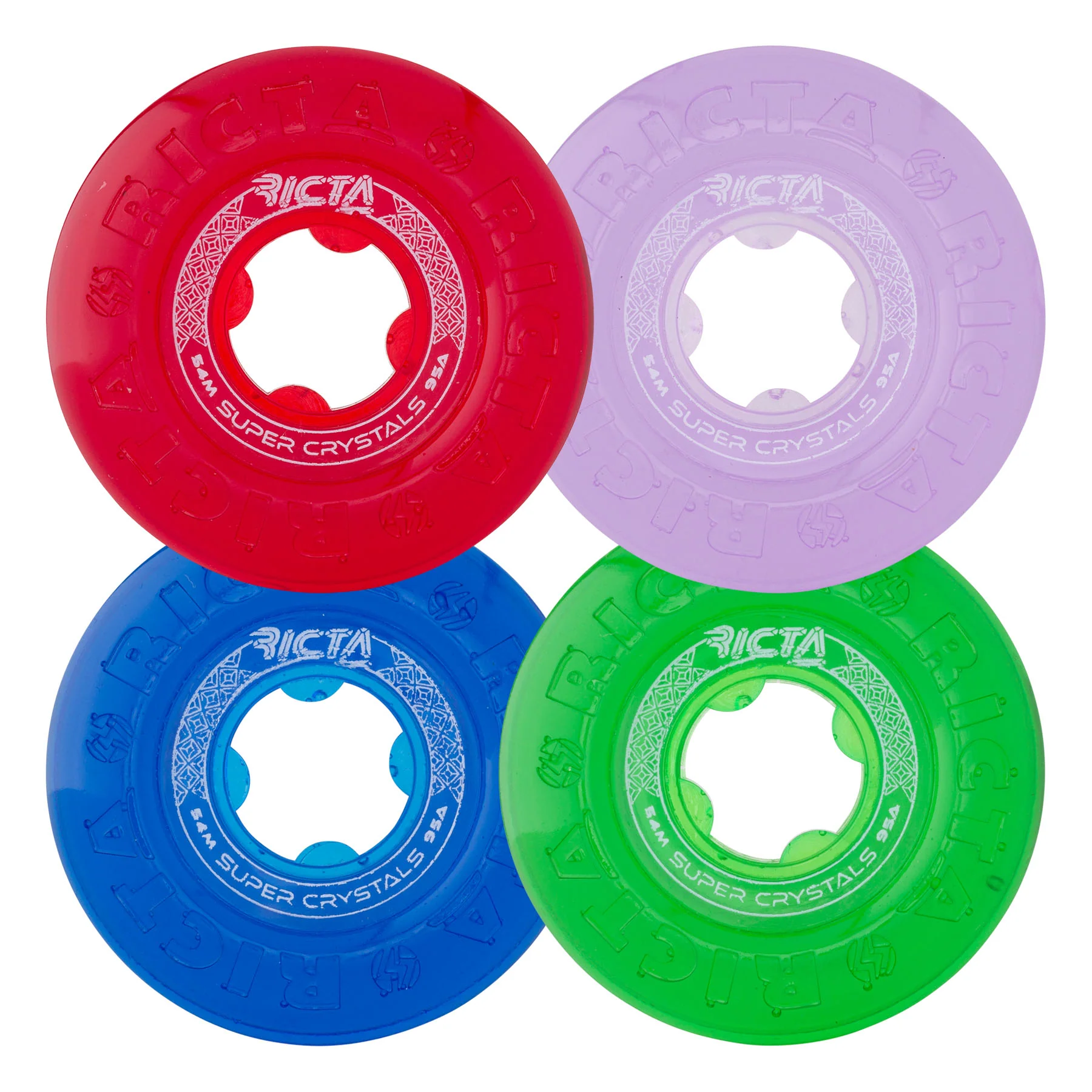54mm Super Crystals Trans Purple Green Blue Red 95a Ricta Skateboard Wheels