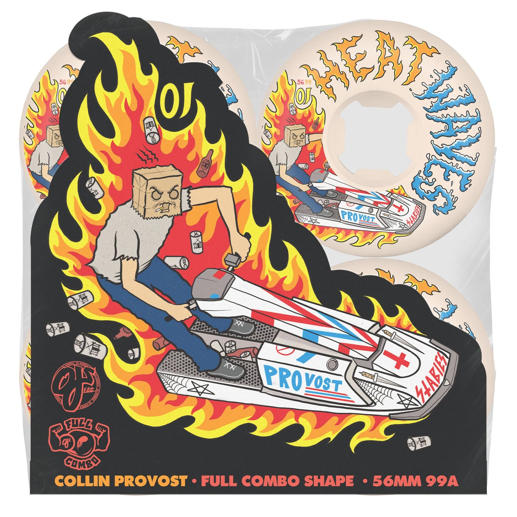 56mm Collin Provost Elite Full Combo 99a OJ Skateboard Wheels - Image 4