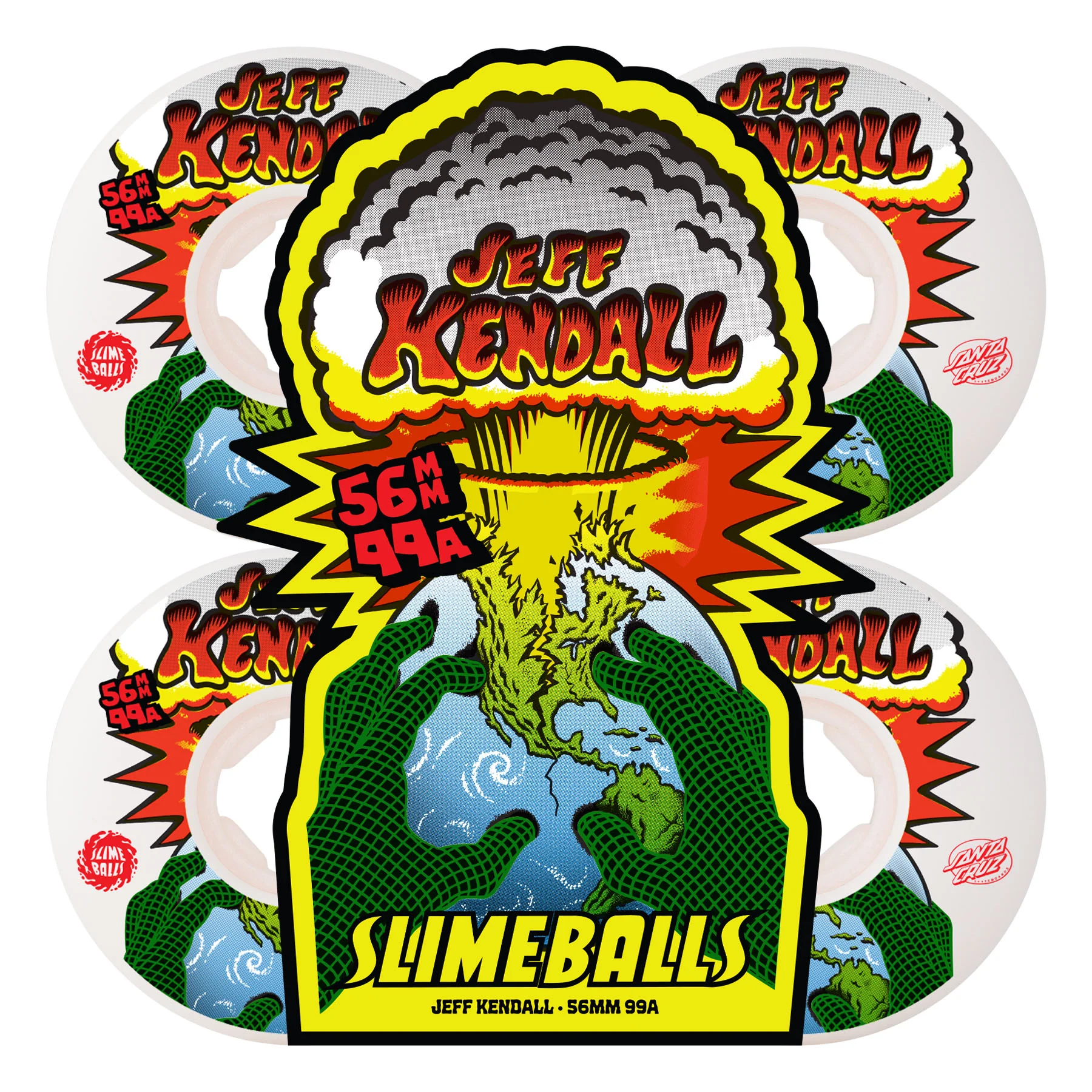 56mm Jeff Kendall End Of The World 99a Chubbies Slime Balls Skateboard Wheels - Image 4
