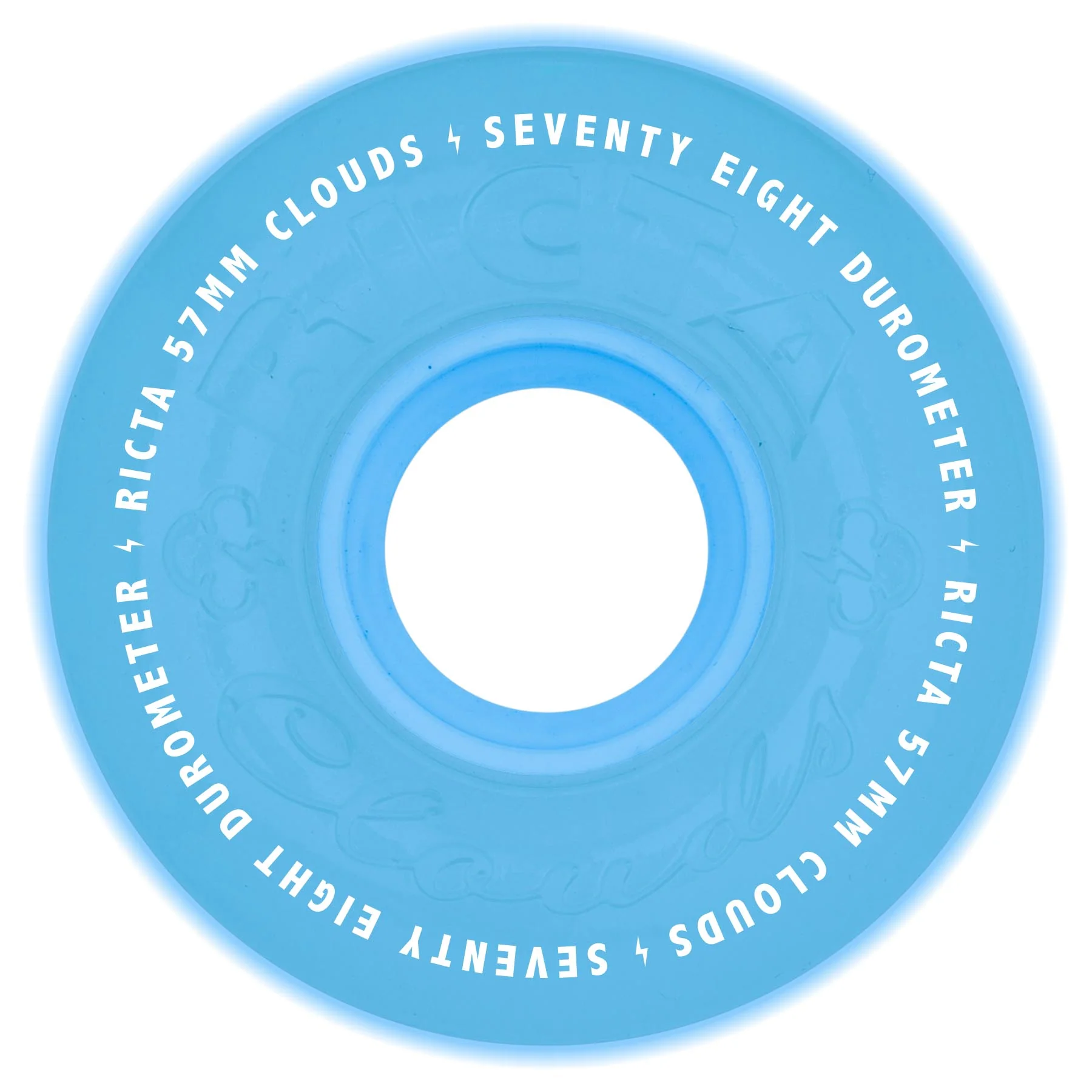 57mm Clouds Aqua Glow In The Dark 78a Ricta Skateboard Wheels - Image 3