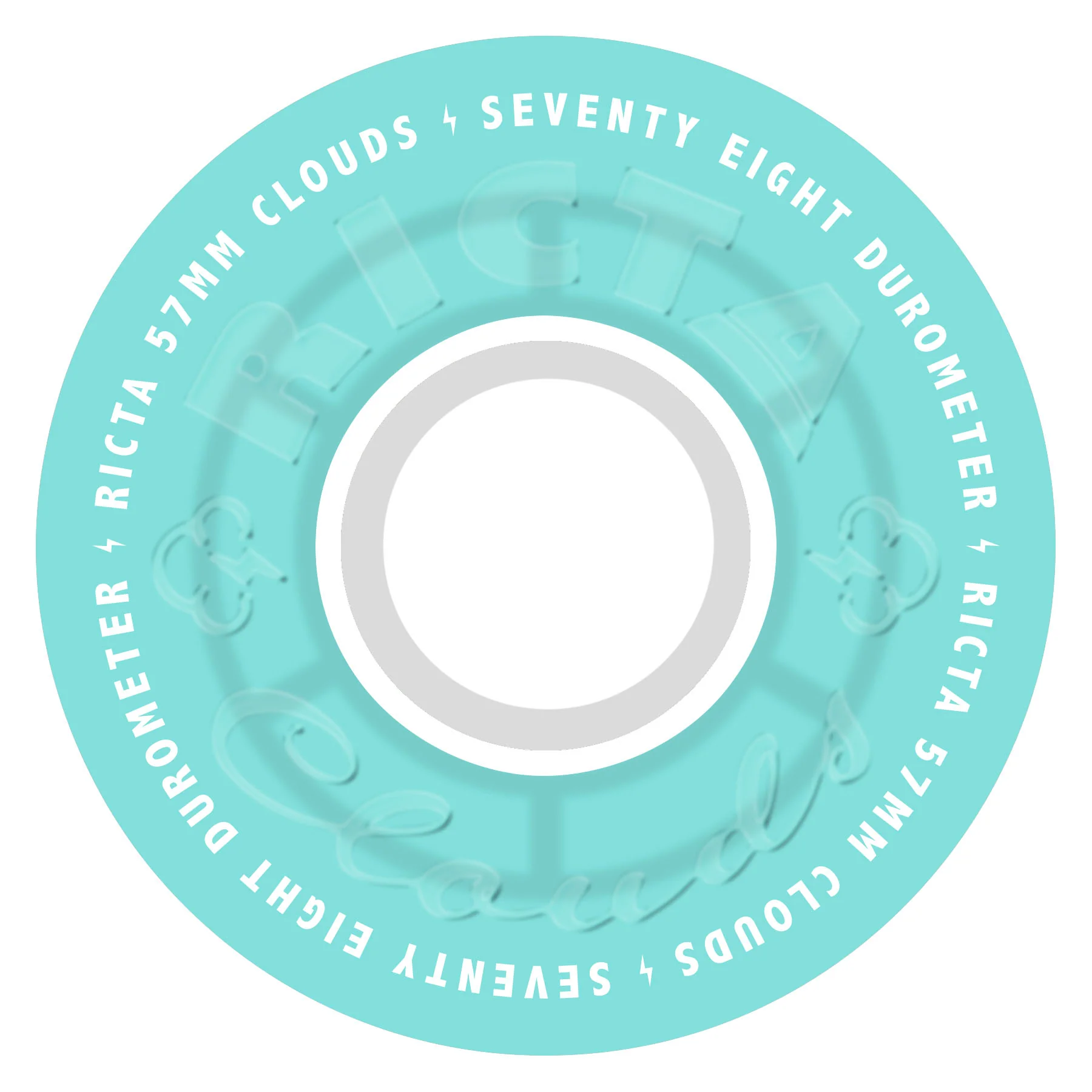 57mm Clouds Transparent Aqua/White 78a Ricta Skateboard Wheels