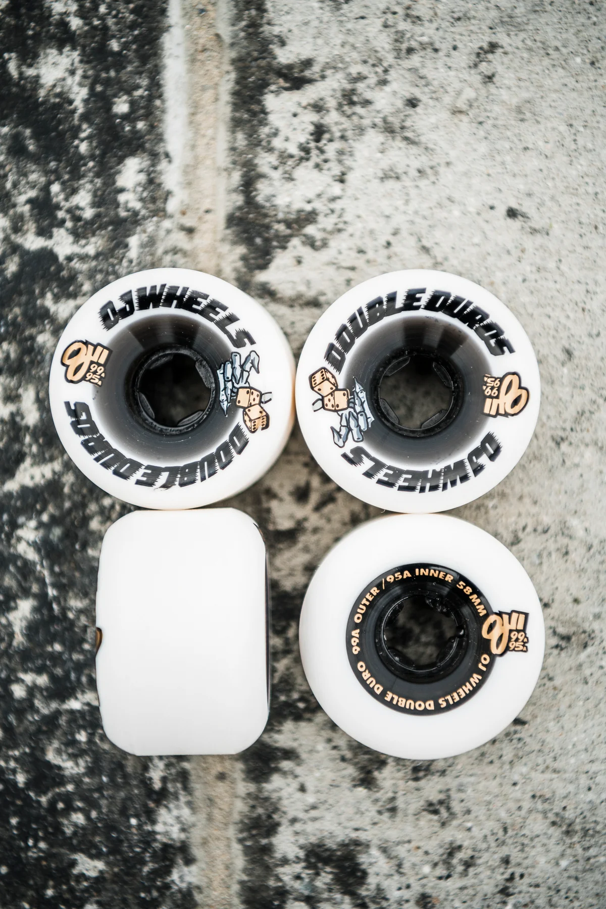 58mm Double Duro White Black Mini Combo 99a/95a OJ Skateboard Wheels - Image 6