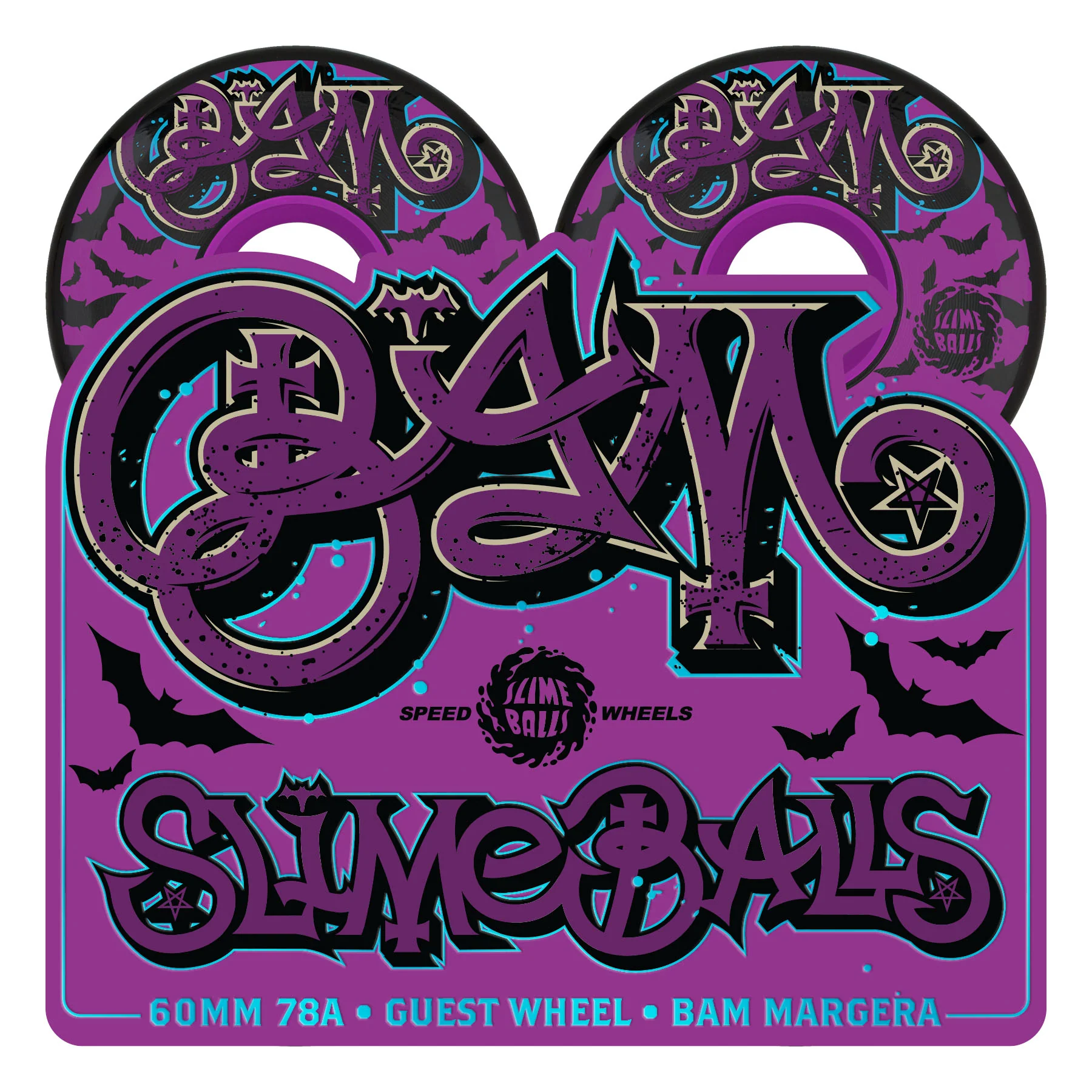 60mm Bam Margera OG Slime 78a Slime Balls Guest Skateboard Wheels - Image 4
