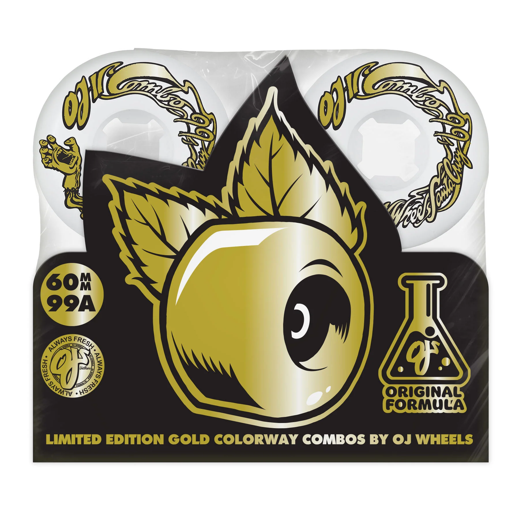 60mm Combos Gold/White 99a OJ Skateboard Wheels - Image 4