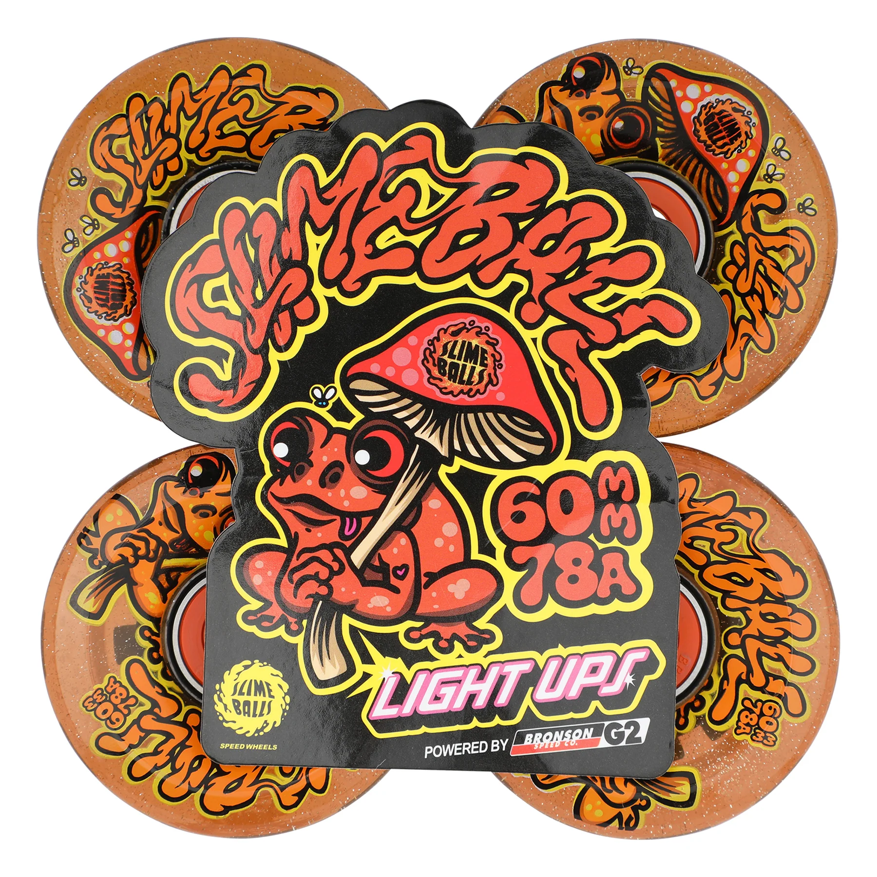 60mm Frog Trips 78a Slime Balls Light Ups Skateboard Wheels - Image 4