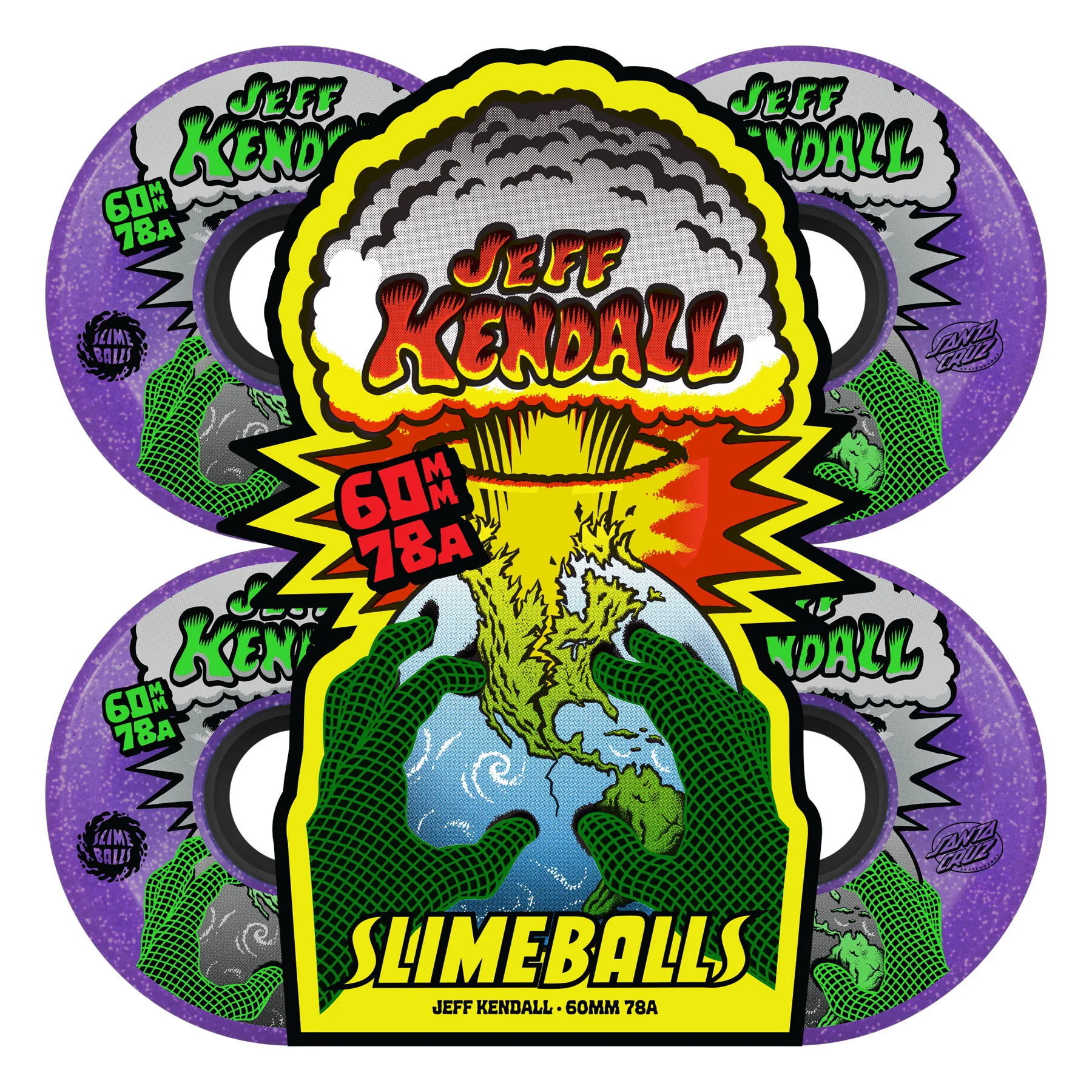 60mm Jeff Kendall End Of The World 78a Purple Glitter Slime Balls Skateboard Wheels - Image 4