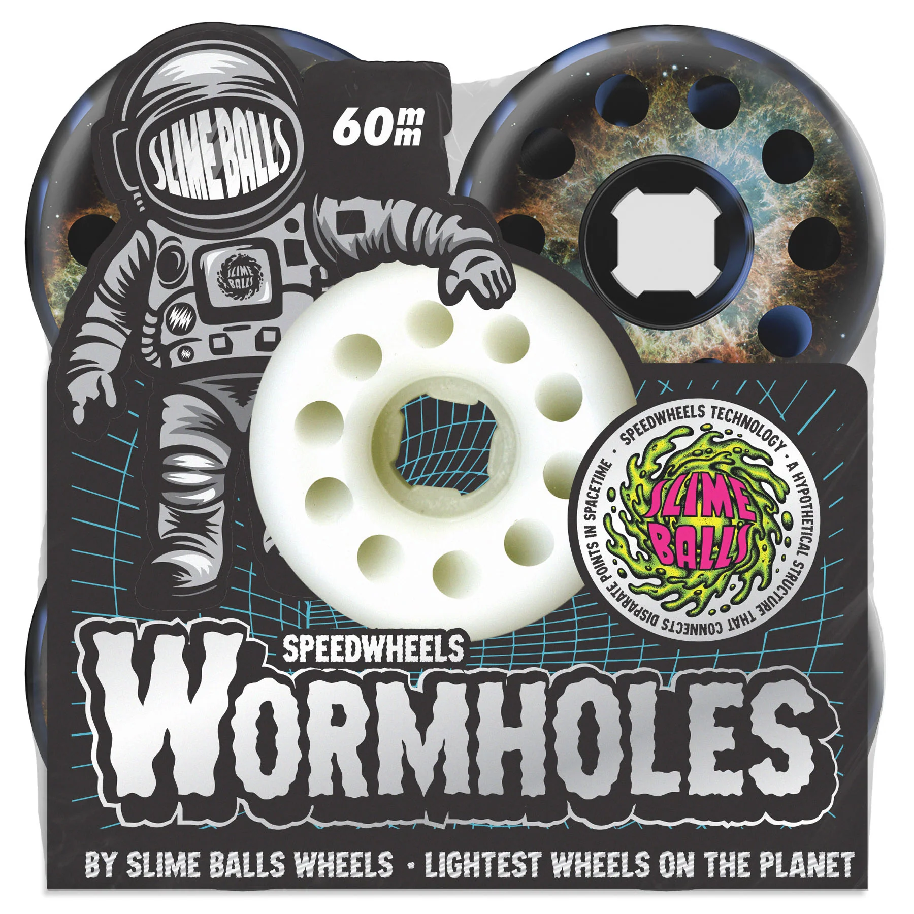 60mm Blue / Black Swirl Worm Holes 97a Slime Balls Skateboard Wheels - Image 6