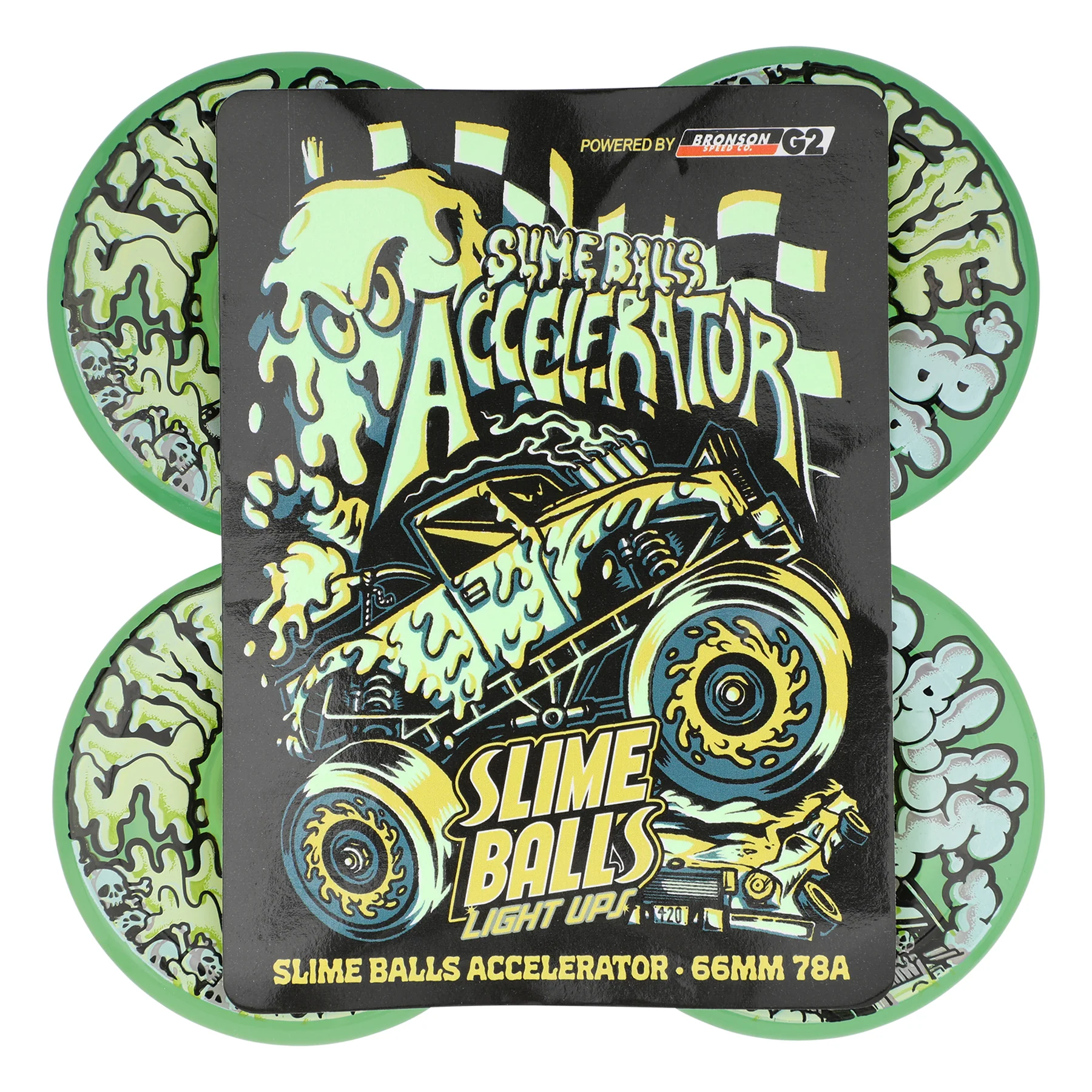 66mm Accelerator 78a Slime Balls Light Ups Skateboard Wheels - Image 4