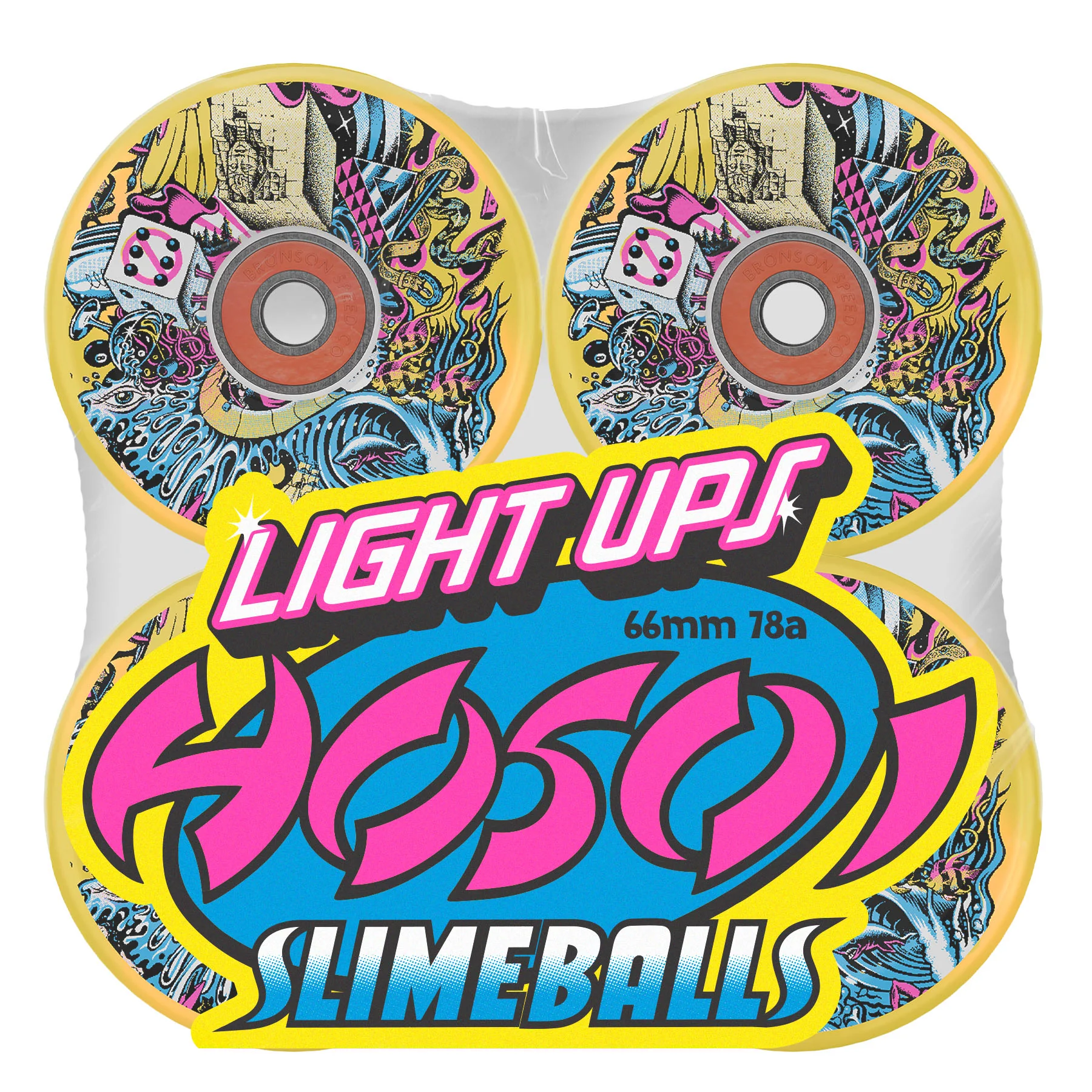 66mm Christian Hosoi Collage Reissue 78a Slime Balls Light Ups Skateboard Wheels - Image 5