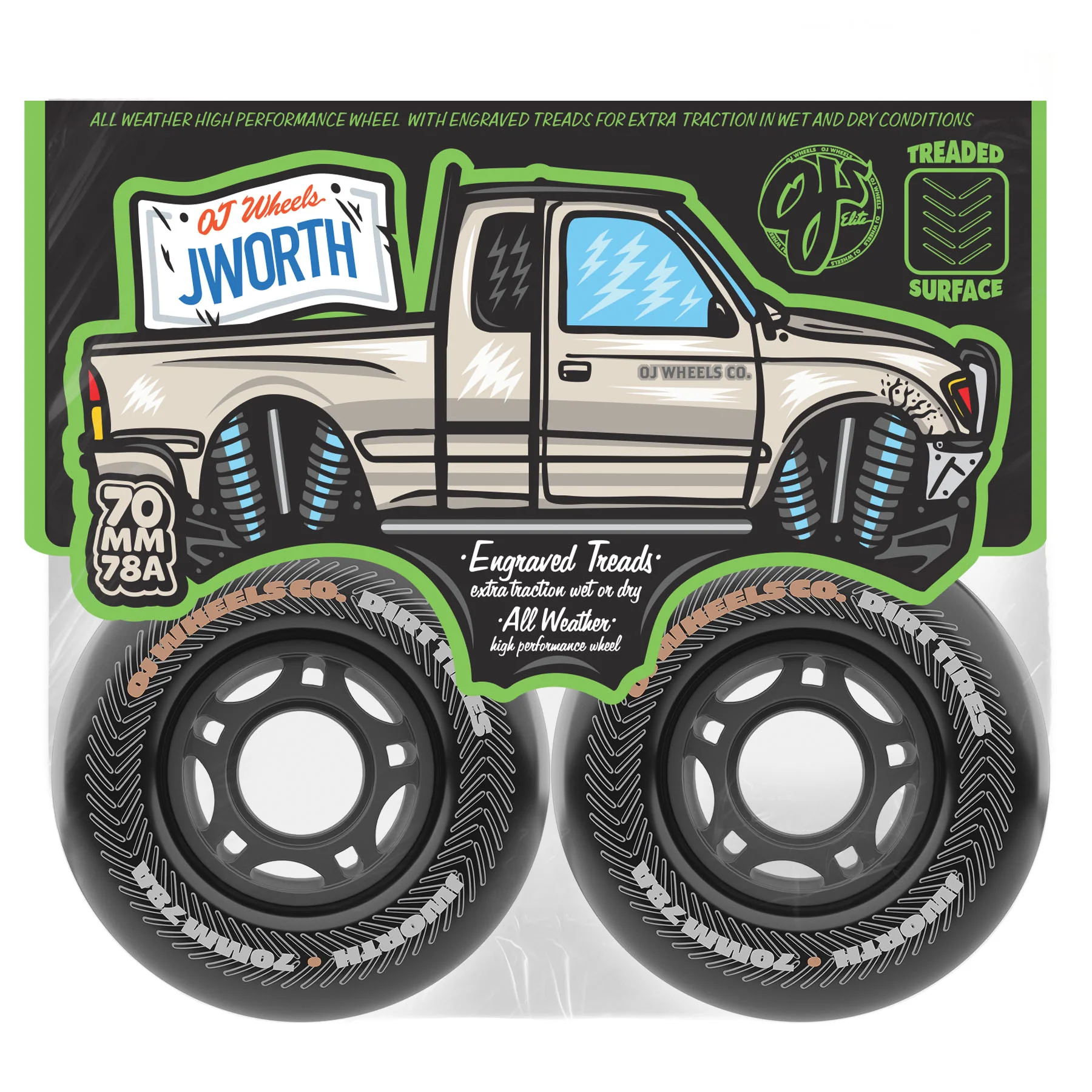 70mm John Worthington Dirt Tires Thunder Juice 78a OJ Skateboard Wheels - Image 5