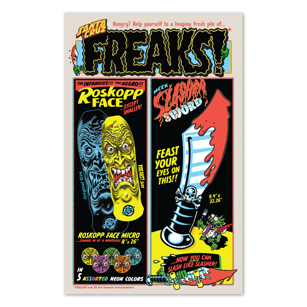 8.025in Rob Roskopp Face Micro Santa Cruz Freaks Skateboard Deck - Image 4
