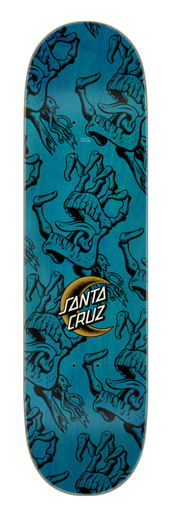 8.25in Crescent Bone Hand Santa Cruz Birch Skateboard Deck - Image 2