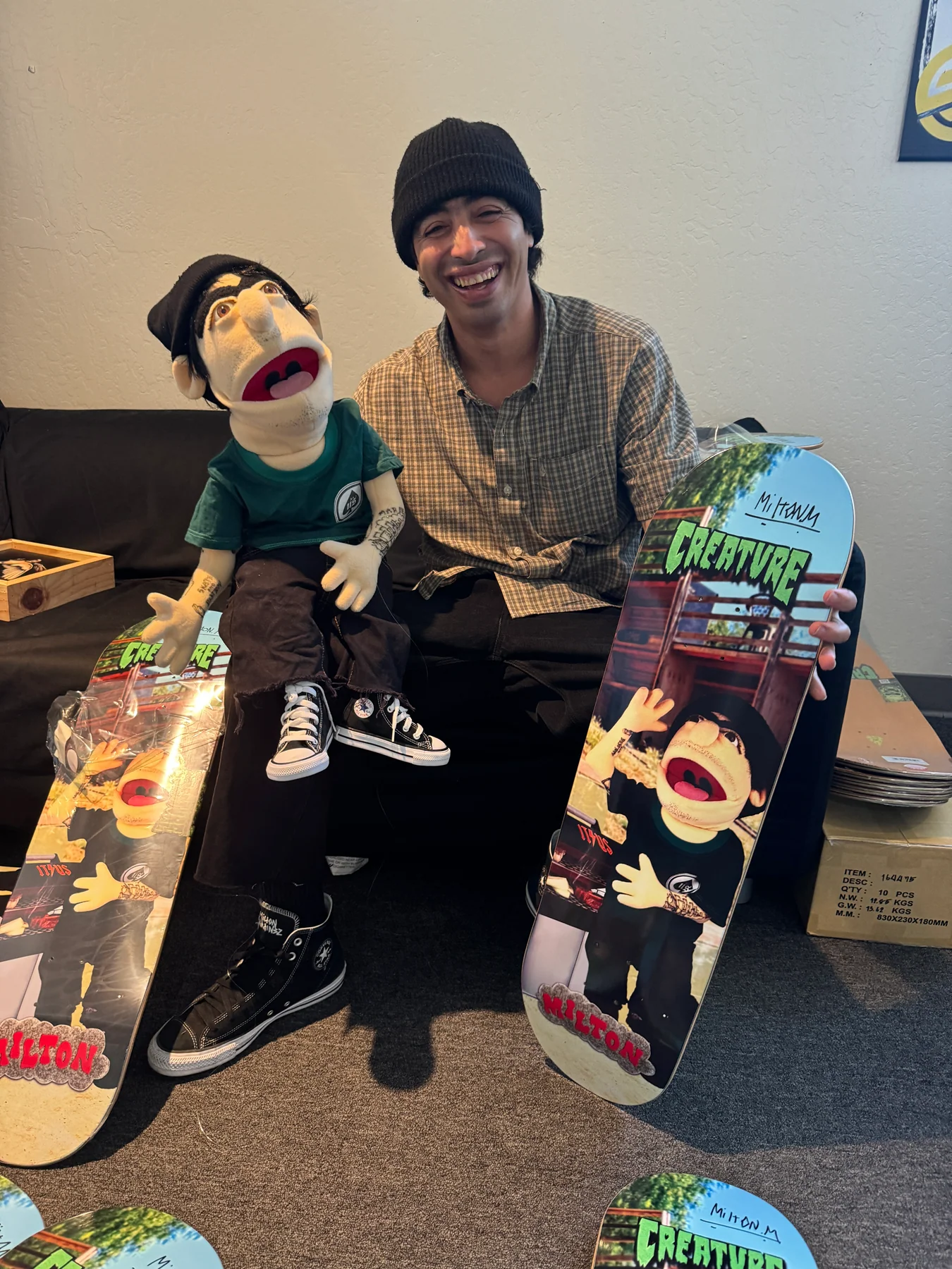 Signed 8.6in Milton Martinez Fuzzy Fiends Creature Skateboard Deck
