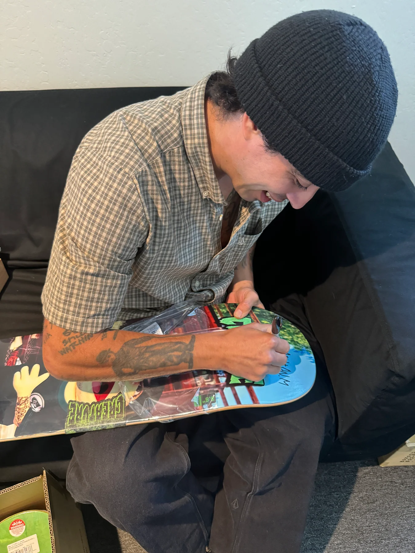 Signed 8.6in Milton Martinez Fuzzy Fiends Creature Skateboard Deck - Image 3