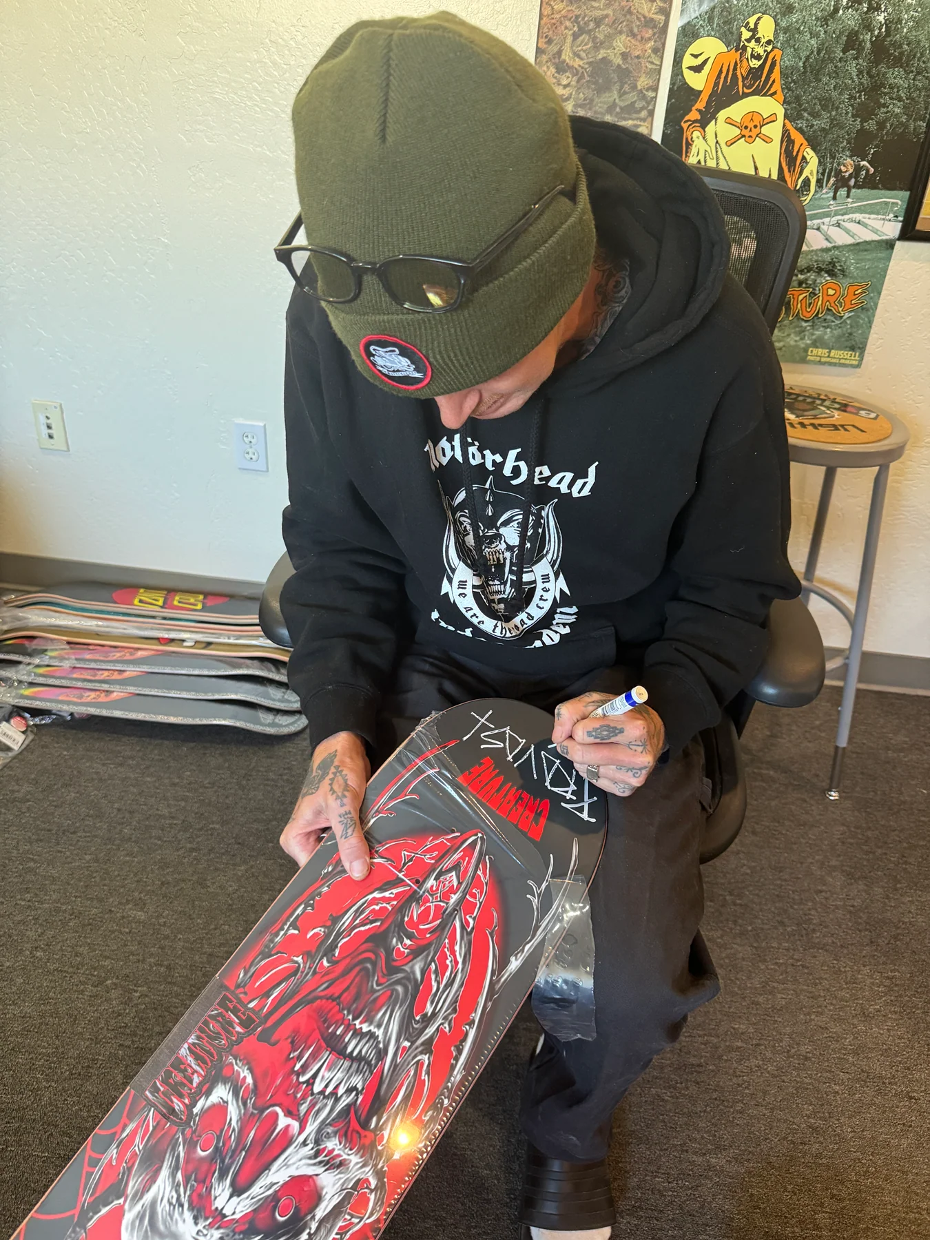 Signed 8.8in Provost Metal XX Creature Skateboard Deck