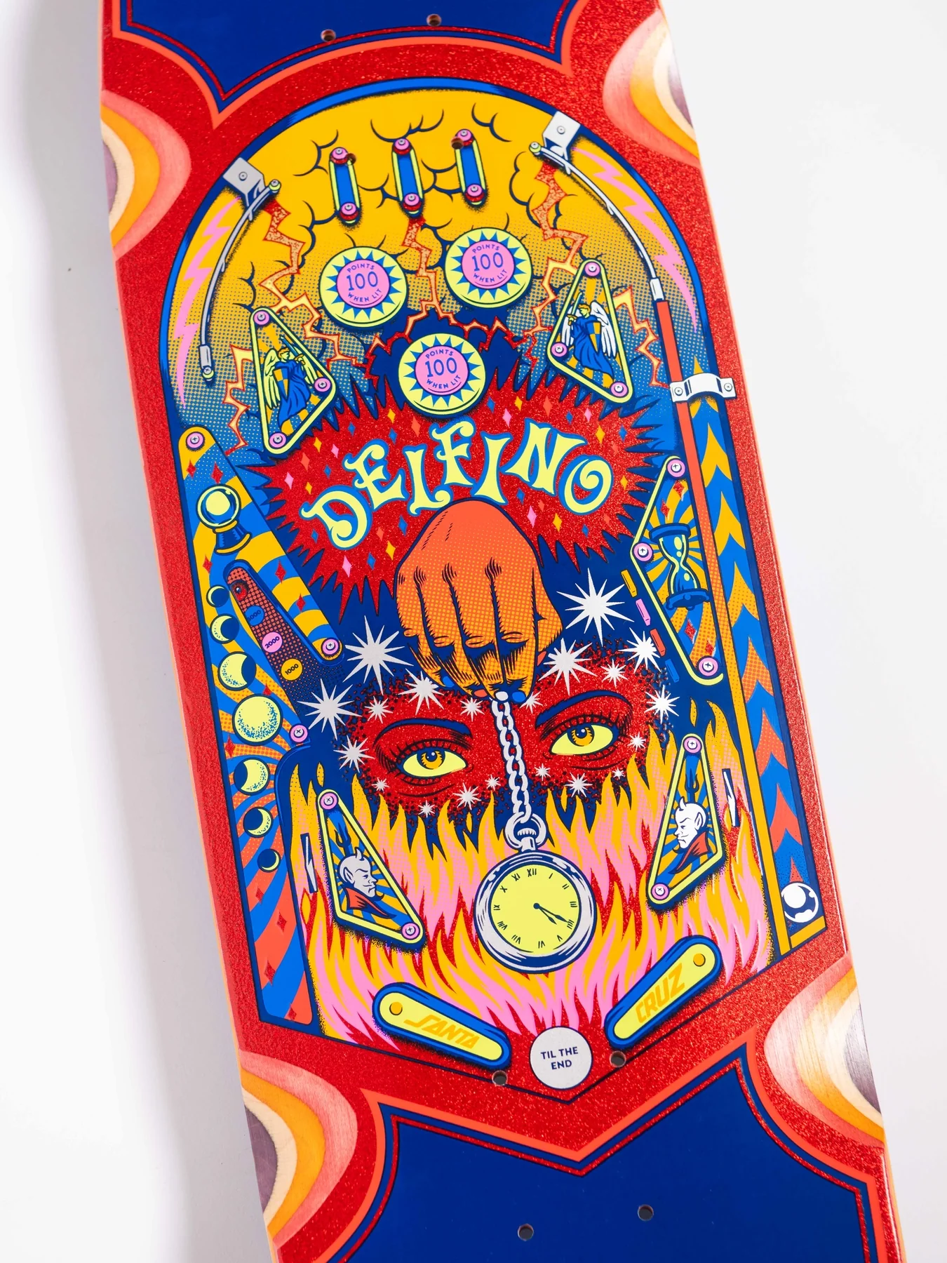 9.14in Fabiana Delfino Pinball Santa Cruz Shaped Skateboard Deck - Image 4