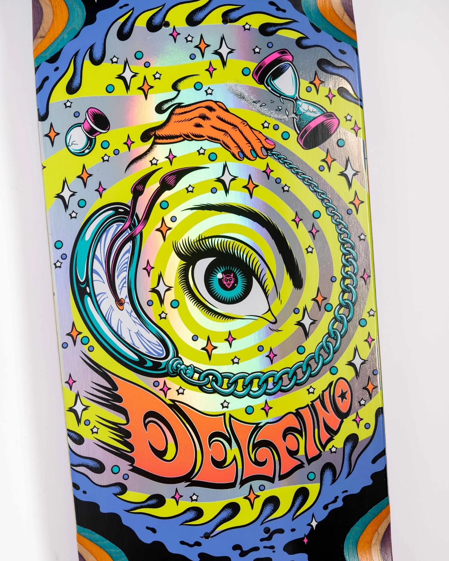 9.14in Fabiana Delfino Pinball Vision Santa Cruz Shaped Skateboard Deck - Image 4
