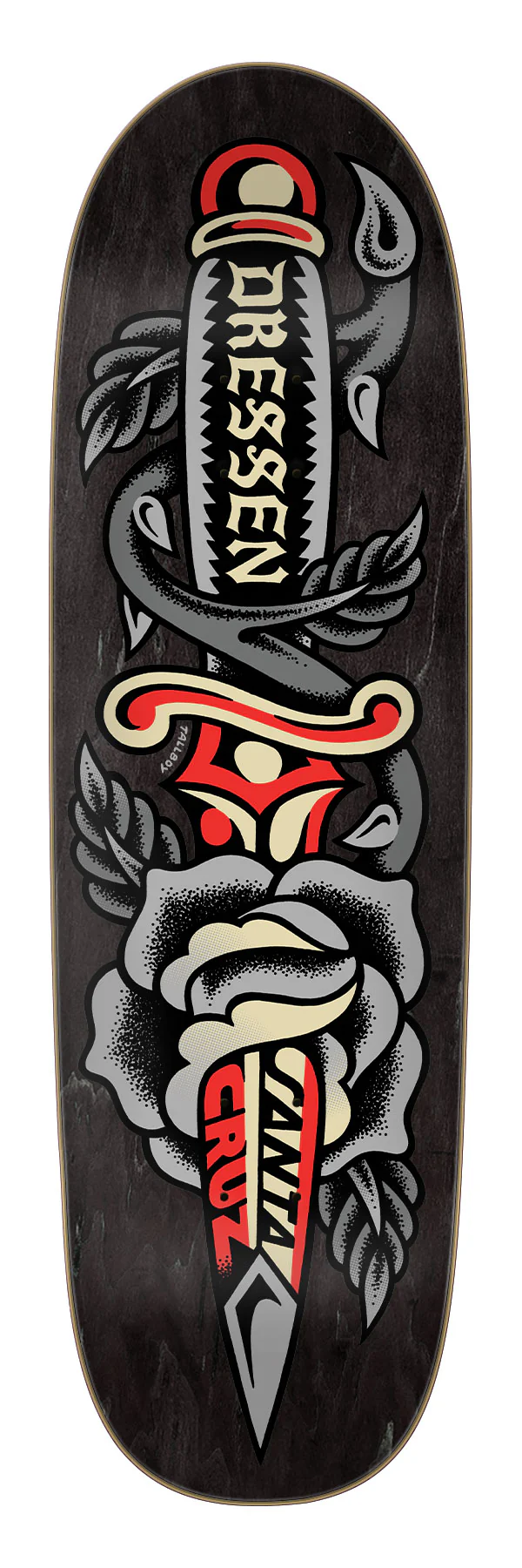 9.25in Eric Dressen Rose Dagger Santa Cruz Shaped Skateboard Deck