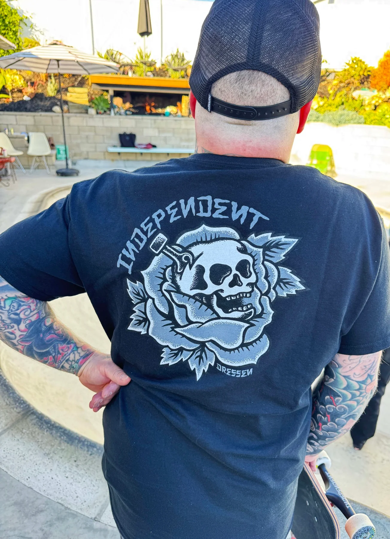 Dressen Skull Rose Mens Independent T-Shirt - Image 3