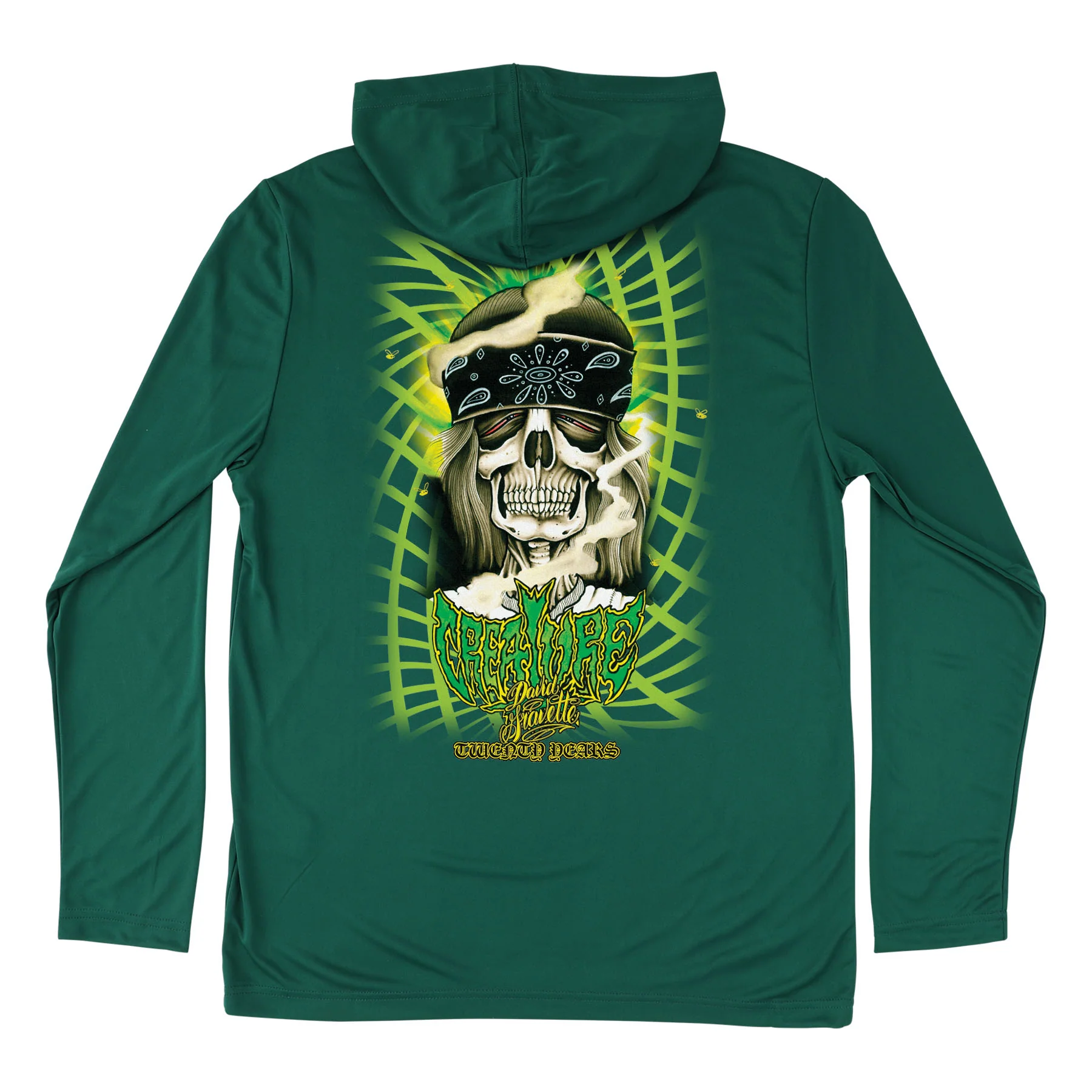 Gravette Hippie Skull Creature Longsleeve Hooded Sun T-Shirt - Image 2