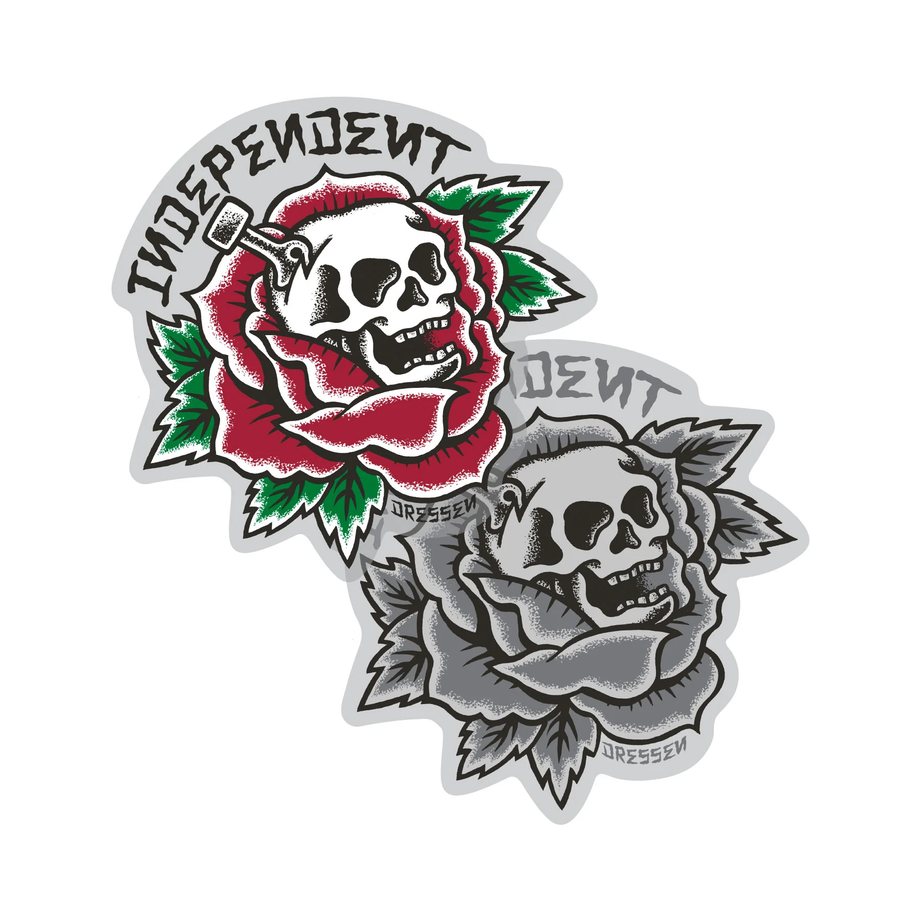 Dressen Skull Rose 4in Independent Stickers (25 Pack)