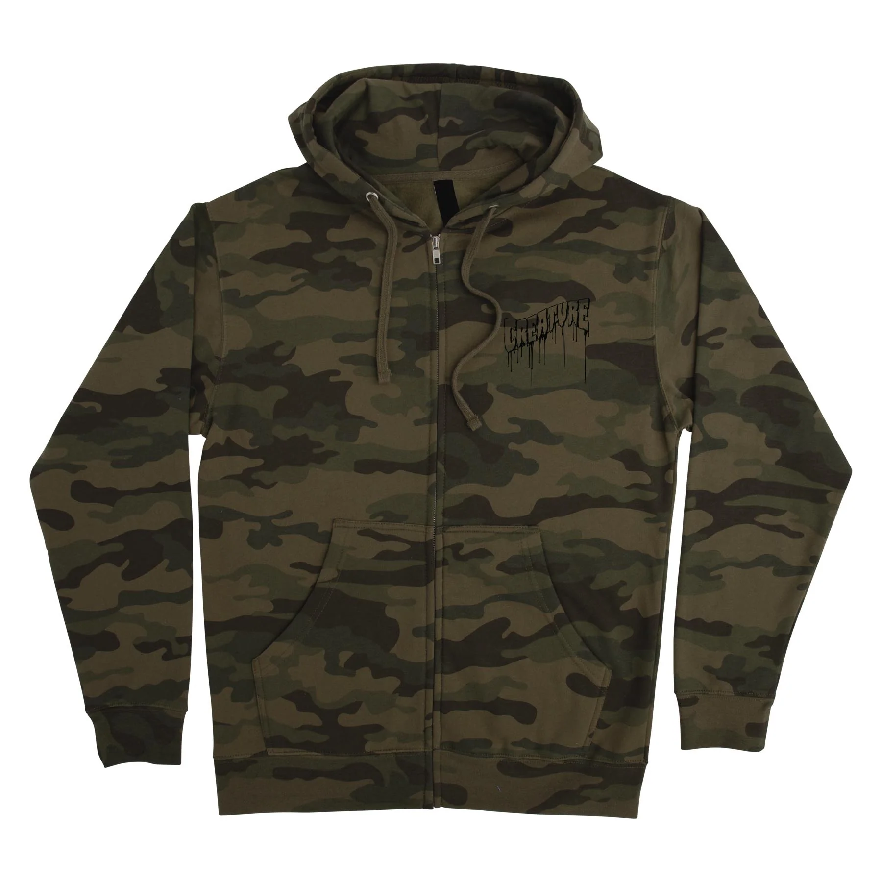 Logo Outline Drip Mens Creature Zip Hoodie - Image 3