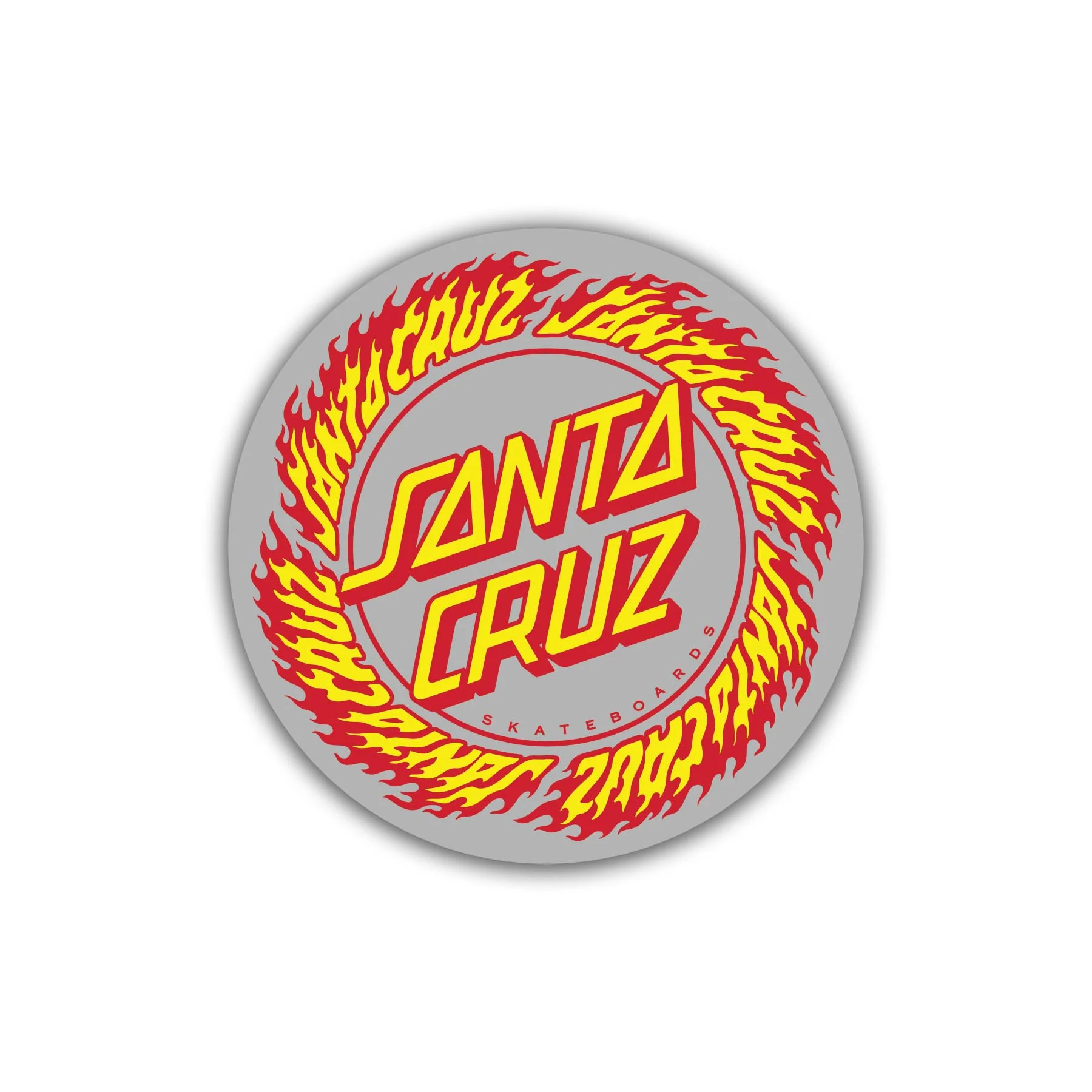 Flame Ringed Dot 3.5in Santa Cruz Stickers (25 Pack)
