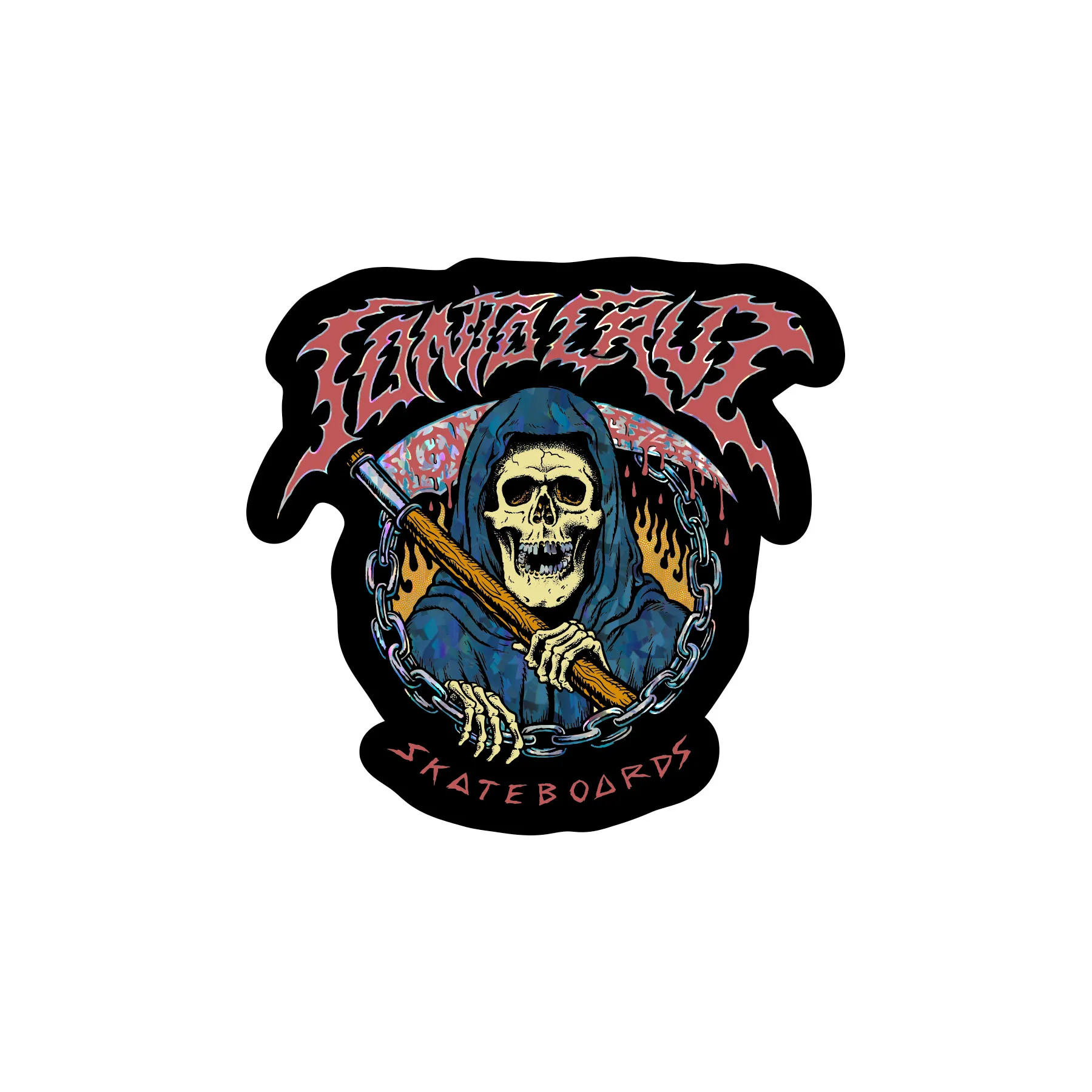 Out Of Time Silver Holographic 3.63in Santa Cruz Stickers (25 Pack)