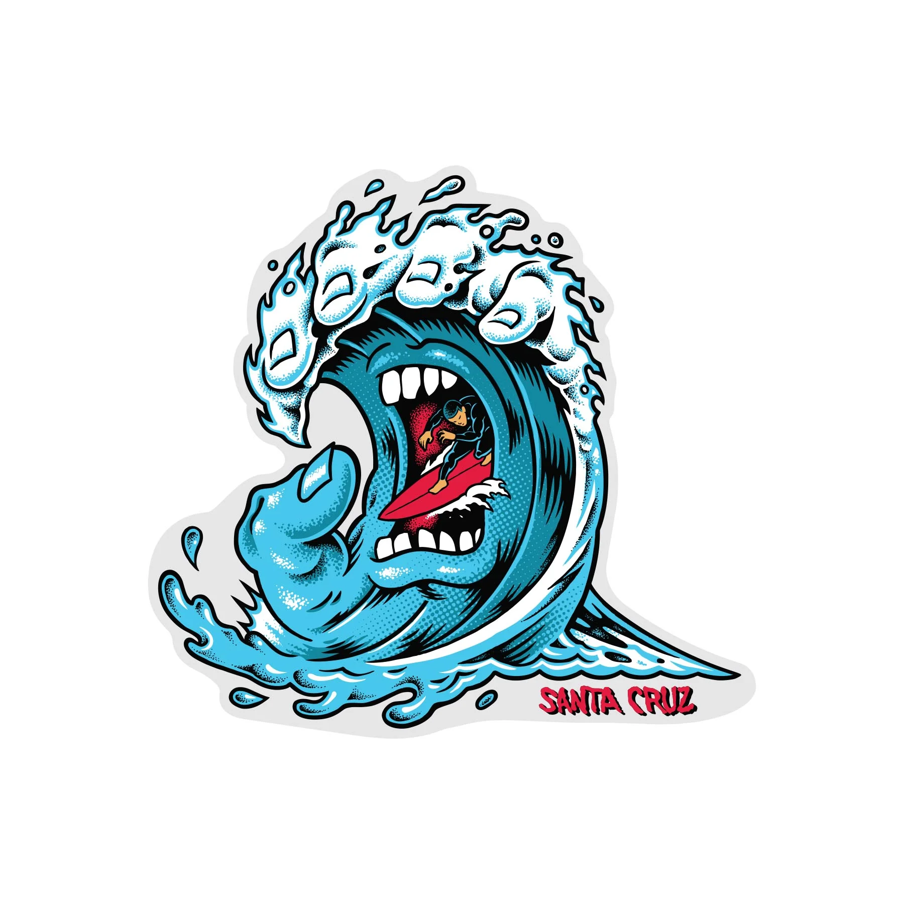 Screaming Wave 4.25in Santa Cruz Stickers (25 Pack)