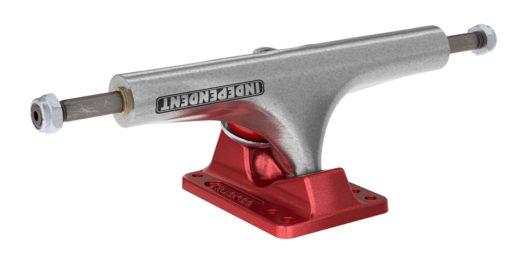 Stage 4 Hollow Bar Logo Silver / Ano Red Independent Skateboard Truck