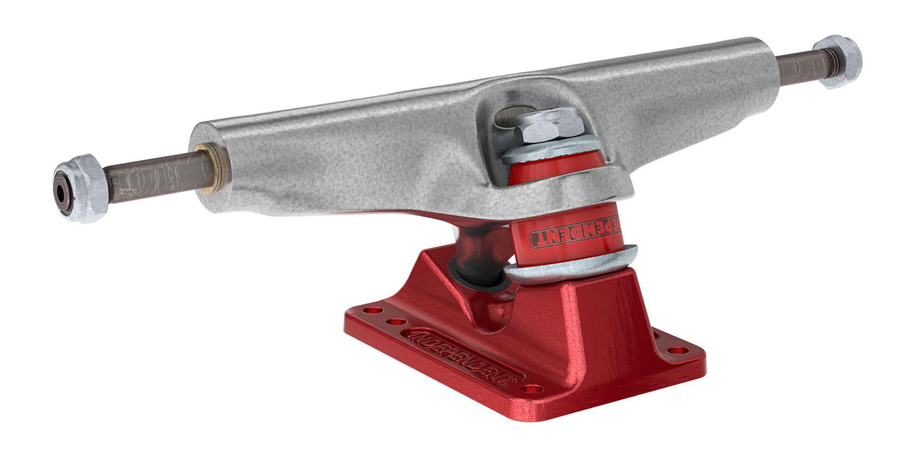 Stage 4 Hollow Bar Logo Silver / Ano Red Independent Skateboard Truck - Image 2